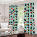 Colorful Sushi And Rolls Pattern Print Extra Wide Grommet Curtains