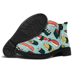 Colorful Sushi And Rolls Pattern Print Flat Ankle Boots
