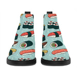 Colorful Sushi And Rolls Pattern Print Flat Ankle Boots