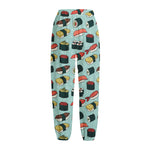 Colorful Sushi And Rolls Pattern Print Fleece Lined Knit Pants
