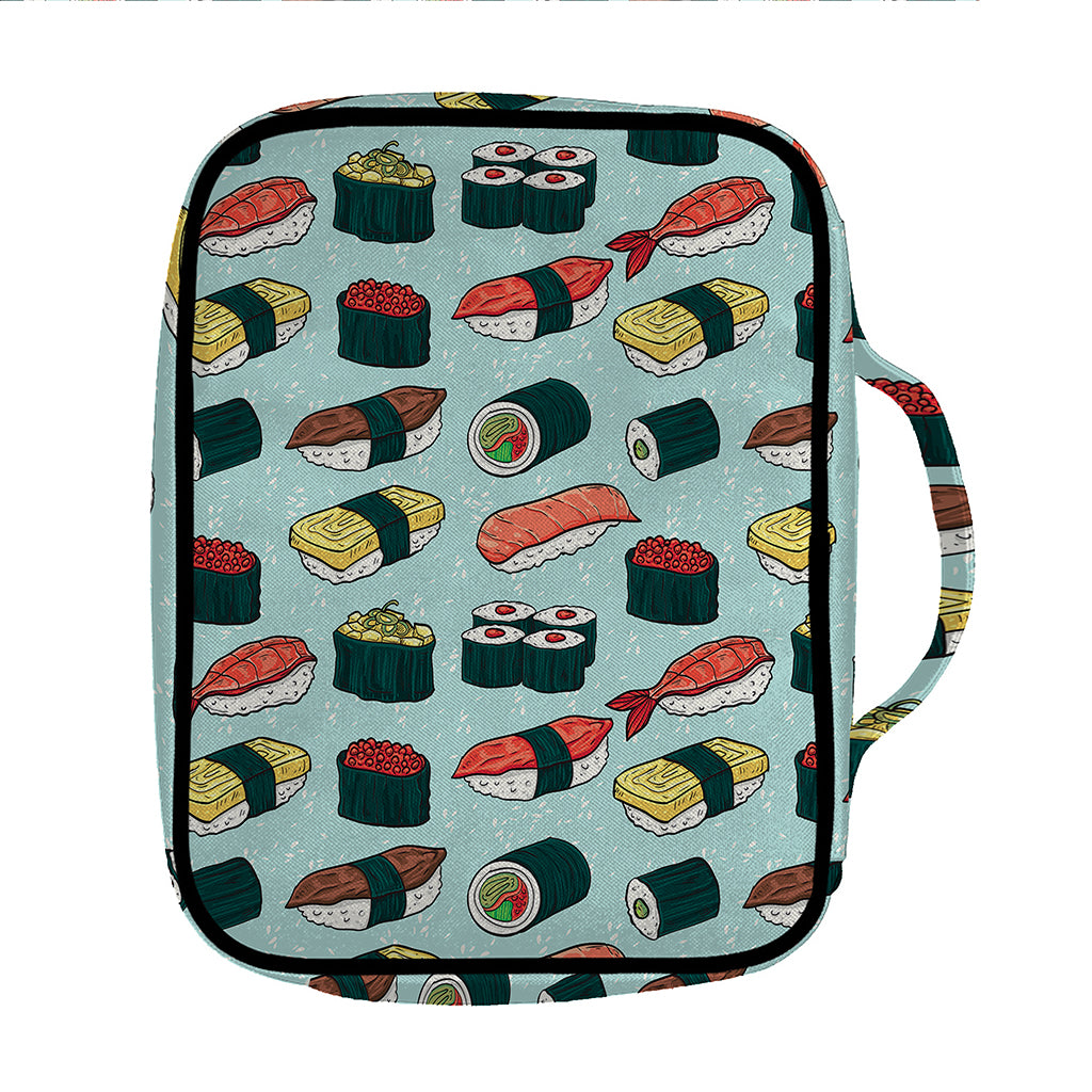 Colorful Sushi And Rolls Pattern Print Front Pocket Bible Bag