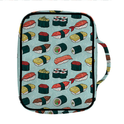 Colorful Sushi And Rolls Pattern Print Front Pocket Bible Bag