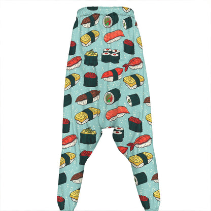 Colorful Sushi And Rolls Pattern Print Hammer Pants