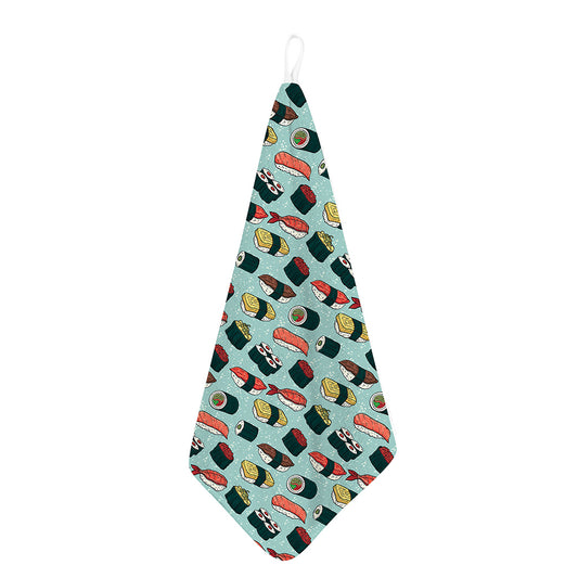 Colorful Sushi And Rolls Pattern Print Hand Towel
