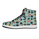 Colorful Sushi And Rolls Pattern Print High Top Leather Sneakers