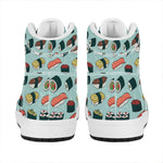 Colorful Sushi And Rolls Pattern Print High Top Leather Sneakers