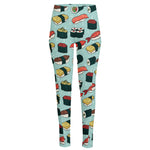 Colorful Sushi And Rolls Pattern Print High-Waisted Pocket Leggings