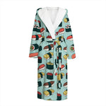 Colorful Sushi And Rolls Pattern Print Hooded Bathrobe