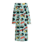 Colorful Sushi And Rolls Pattern Print Hooded Bathrobe