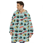 Colorful Sushi And Rolls Pattern Print Hoodie Blanket