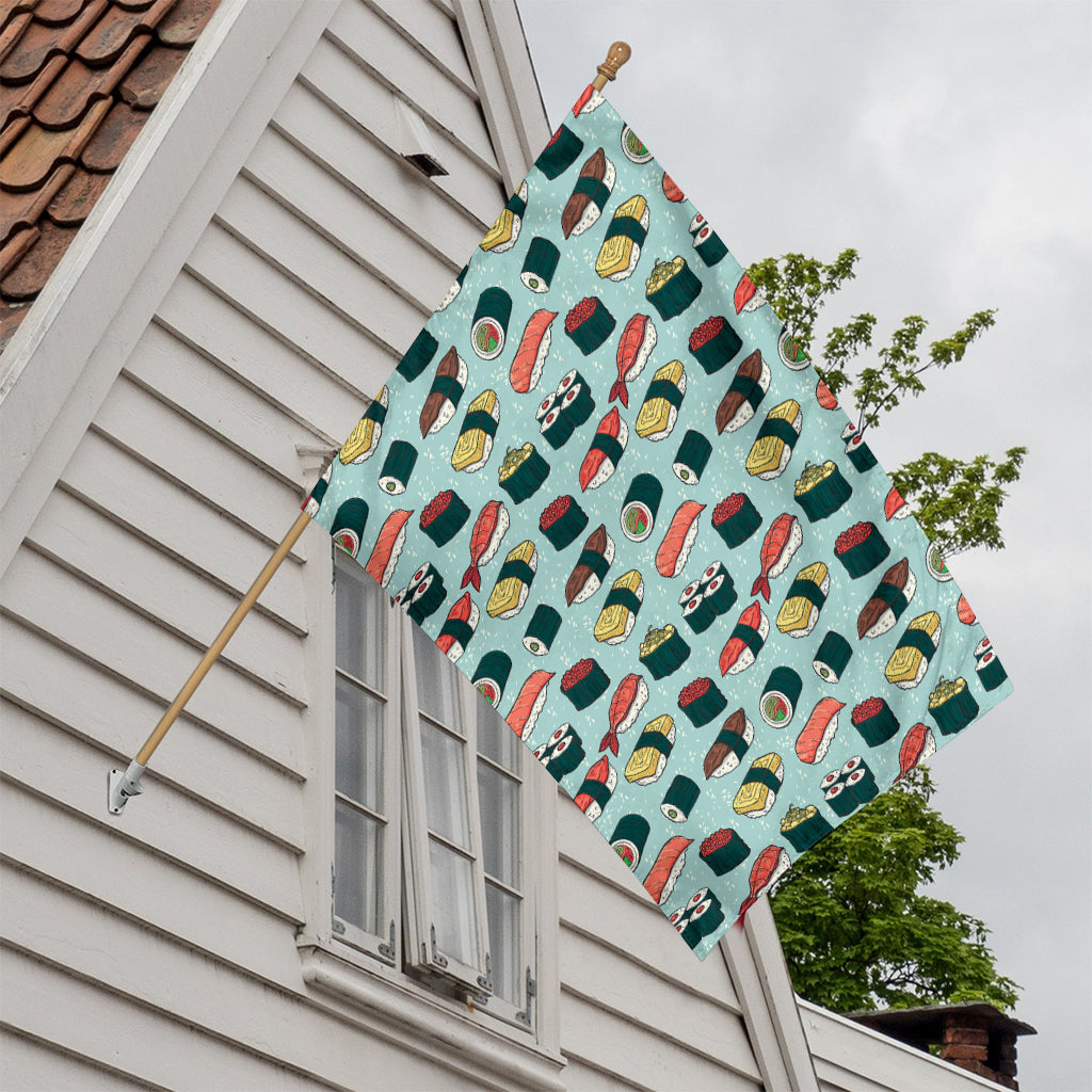 Colorful Sushi And Rolls Pattern Print House Flag