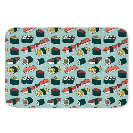 Colorful Sushi And Rolls Pattern Print Indoor Door Mat