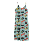 Colorful Sushi And Rolls Pattern Print Jersey Midi Cami Dress
