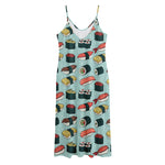 Colorful Sushi And Rolls Pattern Print Jersey Midi Cami Dress