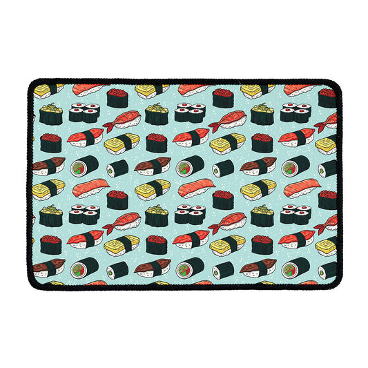 Colorful Sushi And Rolls Pattern Print Kitchen Mat
