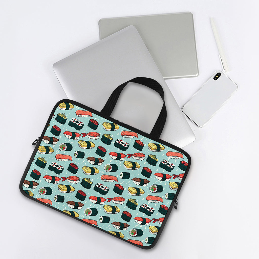 Colorful Sushi And Rolls Pattern Print Laptop Sleeve With Handle