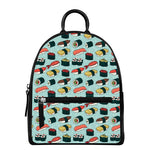 Colorful Sushi And Rolls Pattern Print Leather Backpack