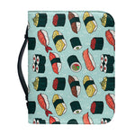 Colorful Sushi And Rolls Pattern Print Leather Bible Cover