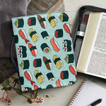 Colorful Sushi And Rolls Pattern Print Leather Bible Cover