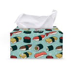 Colorful Sushi And Rolls Pattern Print Leather Tissue Box Cover