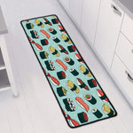 Colorful Sushi And Rolls Pattern Print Long Kitchen Mat