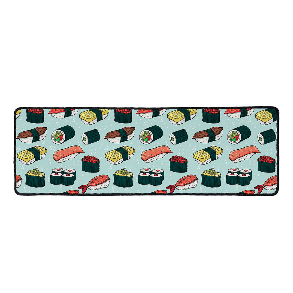 Colorful Sushi And Rolls Pattern Print Long Kitchen Mat