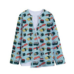 Colorful Sushi And Rolls Pattern Print Long Sleeve Short Coat