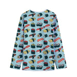 Colorful Sushi And Rolls Pattern Print Long Sleeve Short Coat