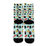 Colorful Sushi And Rolls Pattern Print Long Socks