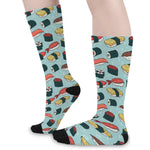 Colorful Sushi And Rolls Pattern Print Long Socks
