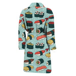 Colorful Sushi And Rolls Pattern Print Men's Bathrobe