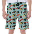 Colorful Sushi And Rolls Pattern Print Men's Beach Shorts
