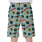 Colorful Sushi And Rolls Pattern Print Men's Beach Shorts