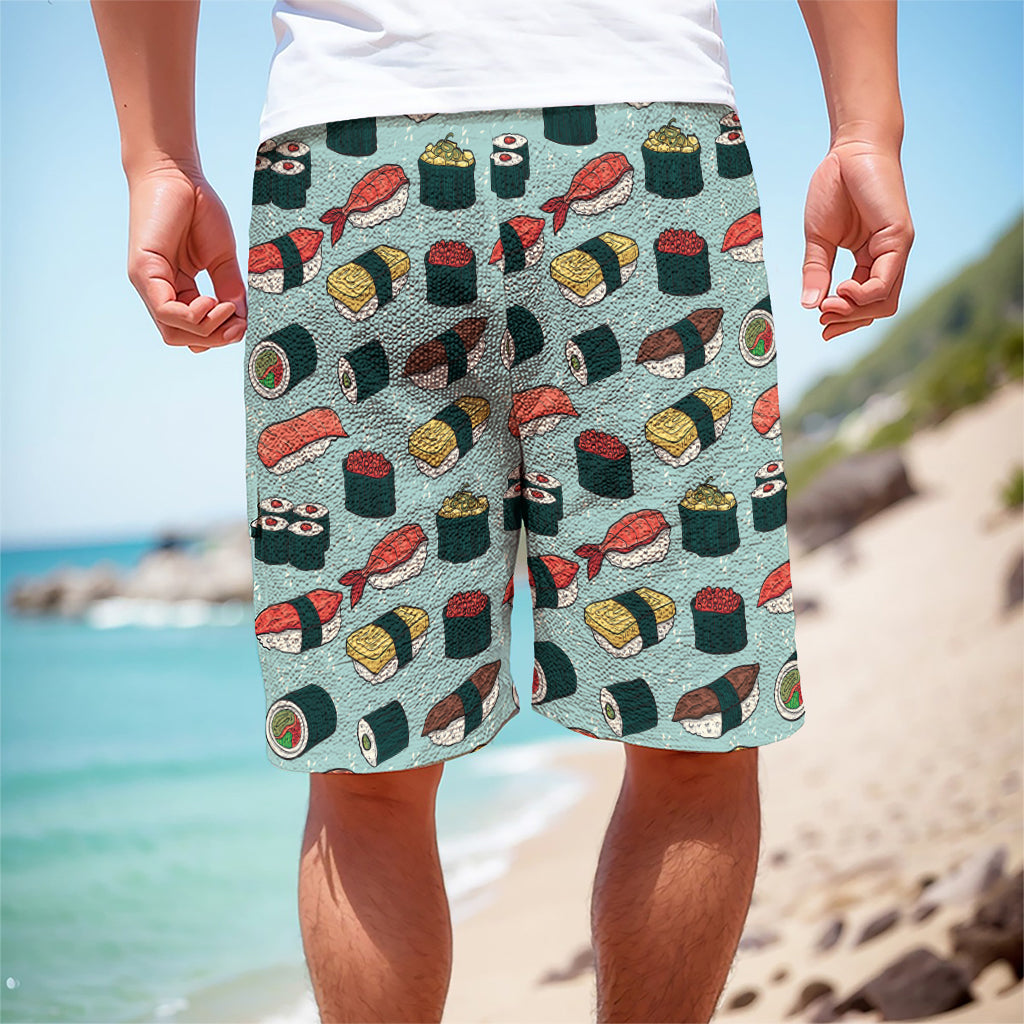 Colorful Sushi And Rolls Pattern Print Men's Cargo Shorts