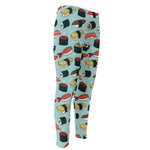 Colorful Sushi And Rolls Pattern Print Men's Compression Pants