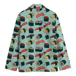 Colorful Sushi And Rolls Pattern Print Men's Cotton Blazer