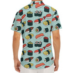 Colorful Sushi And Rolls Pattern Print Men's Deep V-Neck Shirt