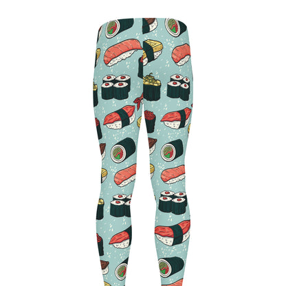 Colorful Sushi And Rolls Pattern Print Men's leggings