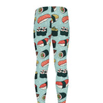 Colorful Sushi And Rolls Pattern Print Men's leggings