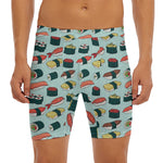 Colorful Sushi And Rolls Pattern Print Men's Long Boxer Briefs