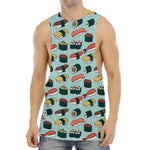 Colorful Sushi And Rolls Pattern Print Men's Muscle Tank Top