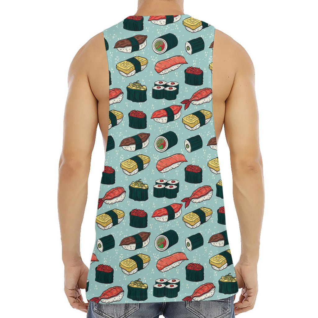 Colorful Sushi And Rolls Pattern Print Men's Muscle Tank Top