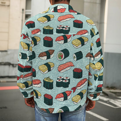 Colorful Sushi And Rolls Pattern Print Men's Shirt Jacket