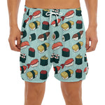 Colorful Sushi And Rolls Pattern Print Men's Split Running Shorts