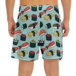 Colorful Sushi And Rolls Pattern Print Men's Split Running Shorts