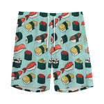 Colorful Sushi And Rolls Pattern Print Men's Sports Shorts