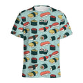Colorful Sushi And Rolls Pattern Print Men's Athletic T-Shirt