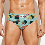 Colorful Sushi And Rolls Pattern Print Men's Swim Briefs