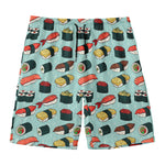 Colorful Sushi And Rolls Pattern Print Men's Swim Trunks