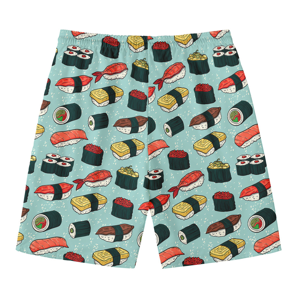 Colorful Sushi And Rolls Pattern Print Men's Swim Trunks